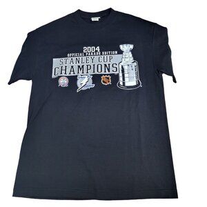 2004 Lee Sport Tampa Bay Lightning Stanley Cup Champions Shirt SZ L Parade Ed